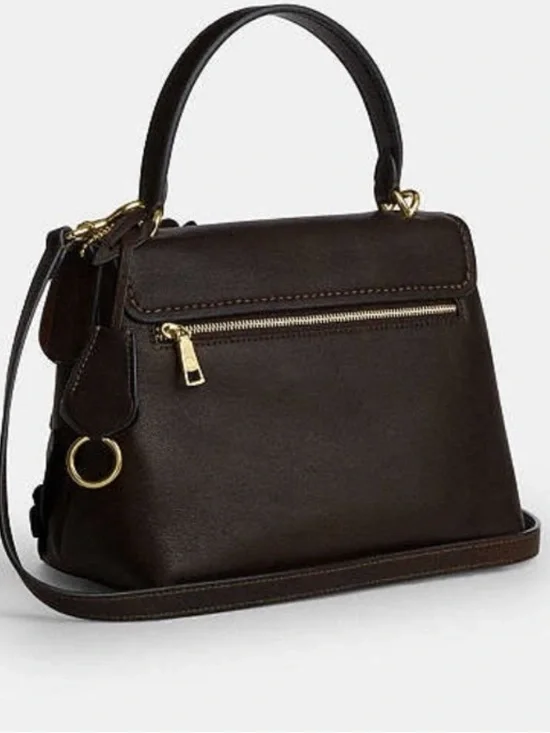 Coach Dark Brown Floral Appliqué Satchel - Picture 4 of 10